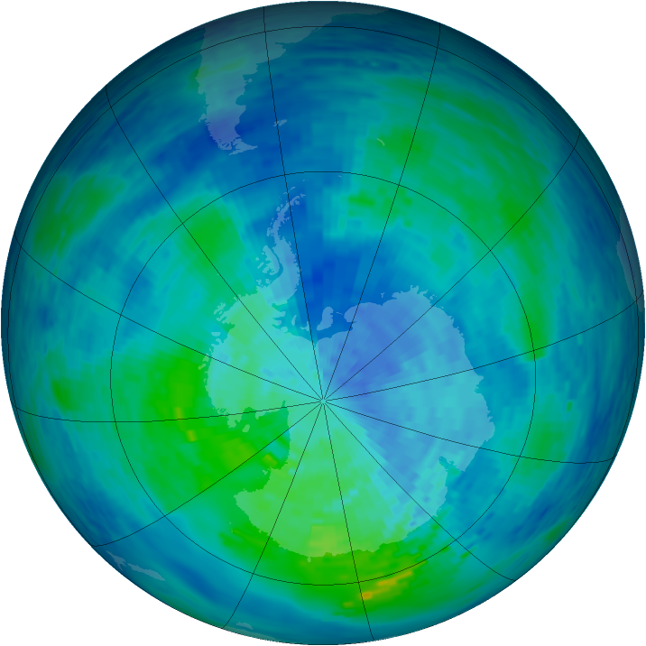 Antarctic ozone map for 14 March 1994